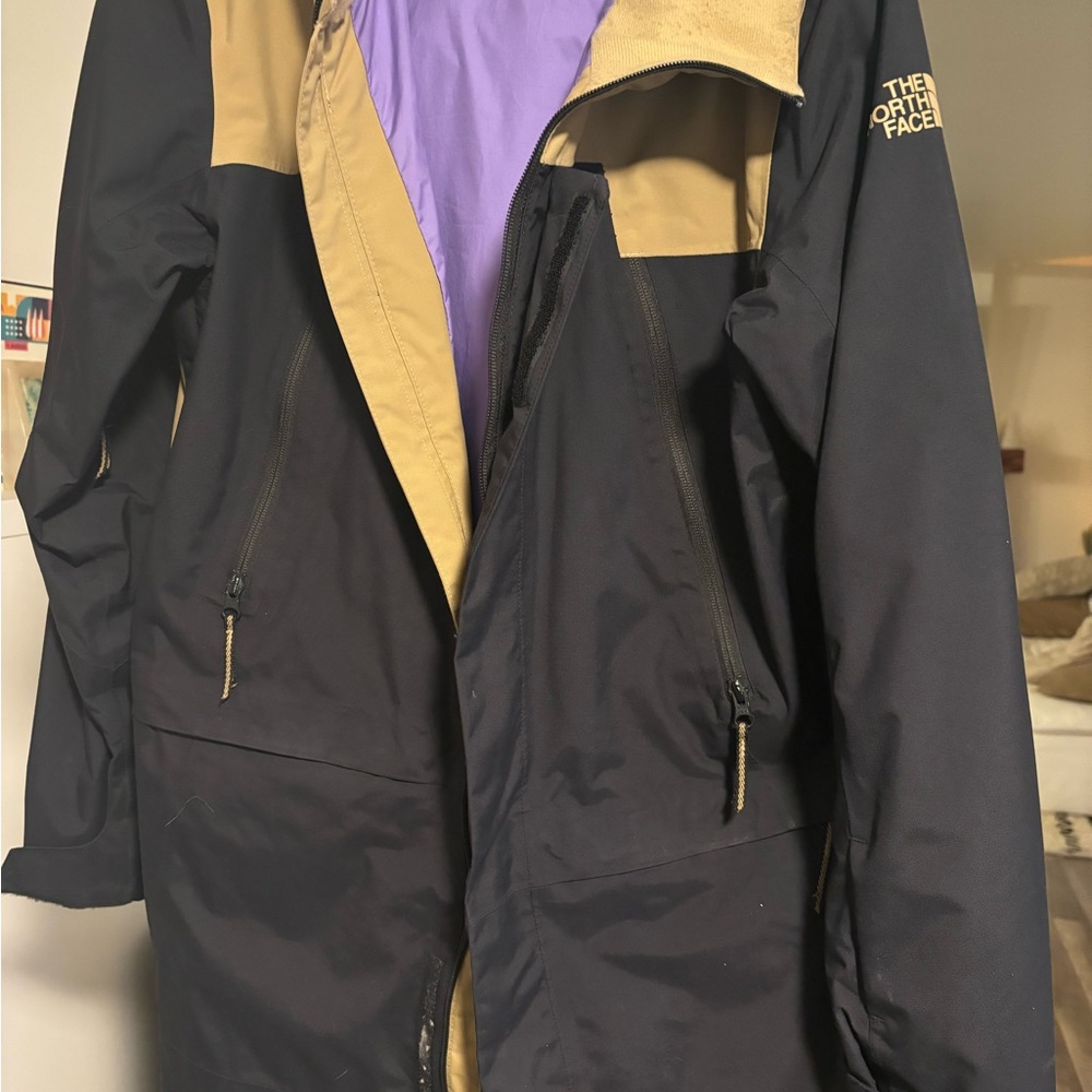 The North Face Beige and Black Hooded Jacket